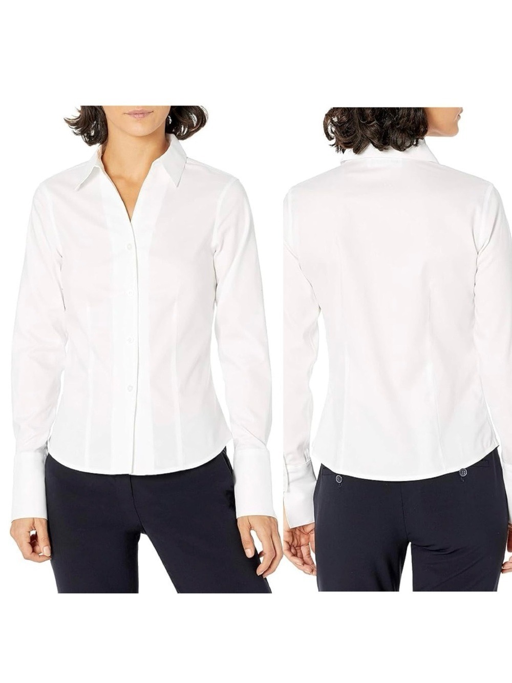 Calvin Klein Classic Women's Non Iron Easy Care White Button-Down Shirt Sz 12